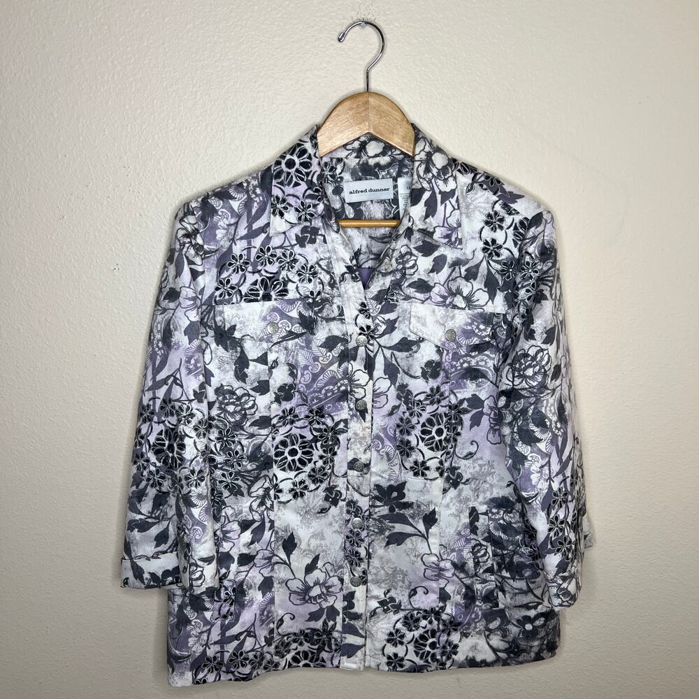 Alfred Dunner Purple Floral Pattern Jacket 12